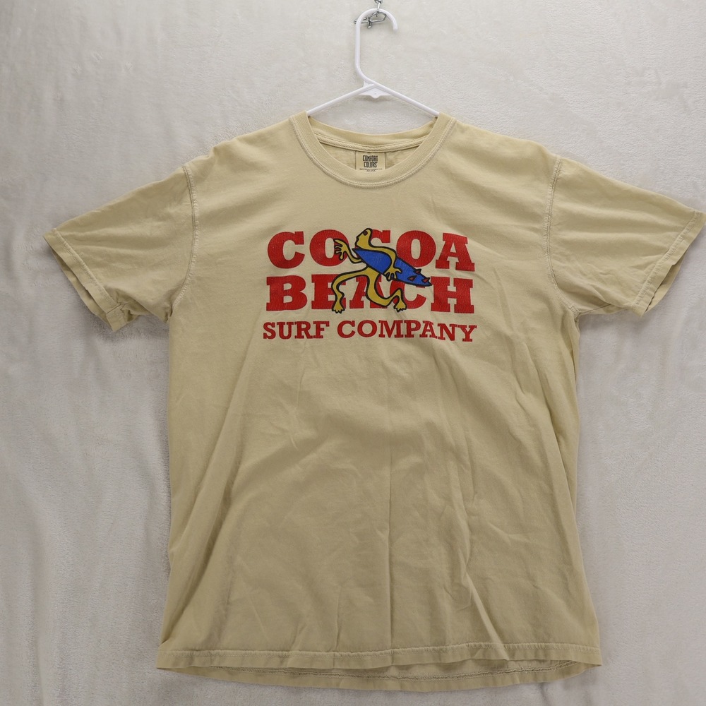 Comfort Colors Cocoa Beach Surf Company Tan Graphic T-Shirt Mens Large L